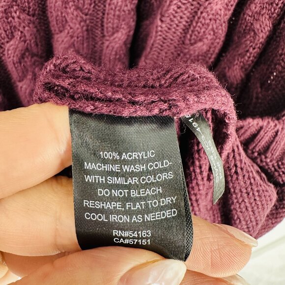 Jessica Howard JH Purple Cable Knit Crewneck Fit Flare Acrylic Sweater Dress XL - Picture 10 of 10